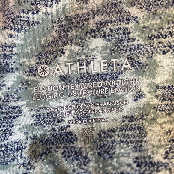 Athleta Elation Textured 7/8 Tight-Meadow Snowfall Blue Camouflauge-Size XS - Picture 11 of 11